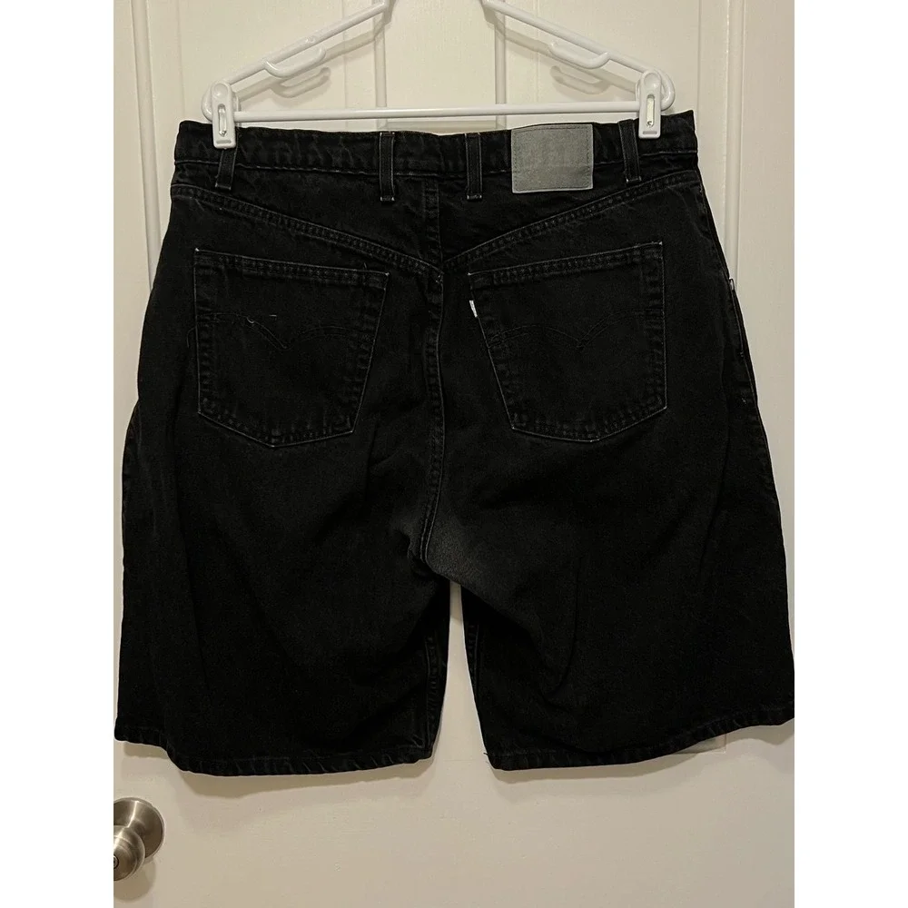 Vintage Levis SilverTab Loose Fit Black Denim Shorts Mens 38 Made in USA